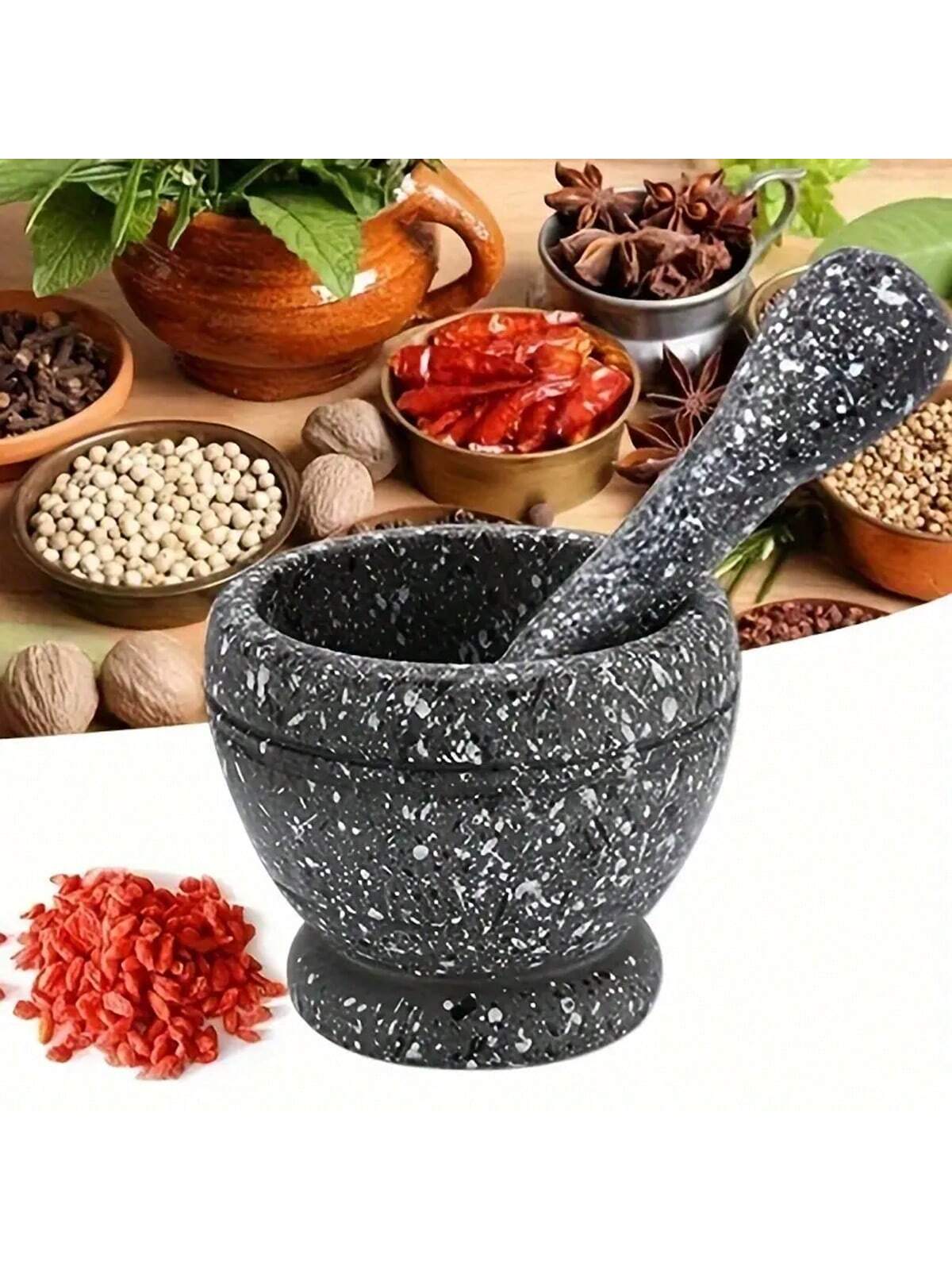 Mortar Pestle Granite - 1 قطعة مكبس الثوم الملمس الجرانيت